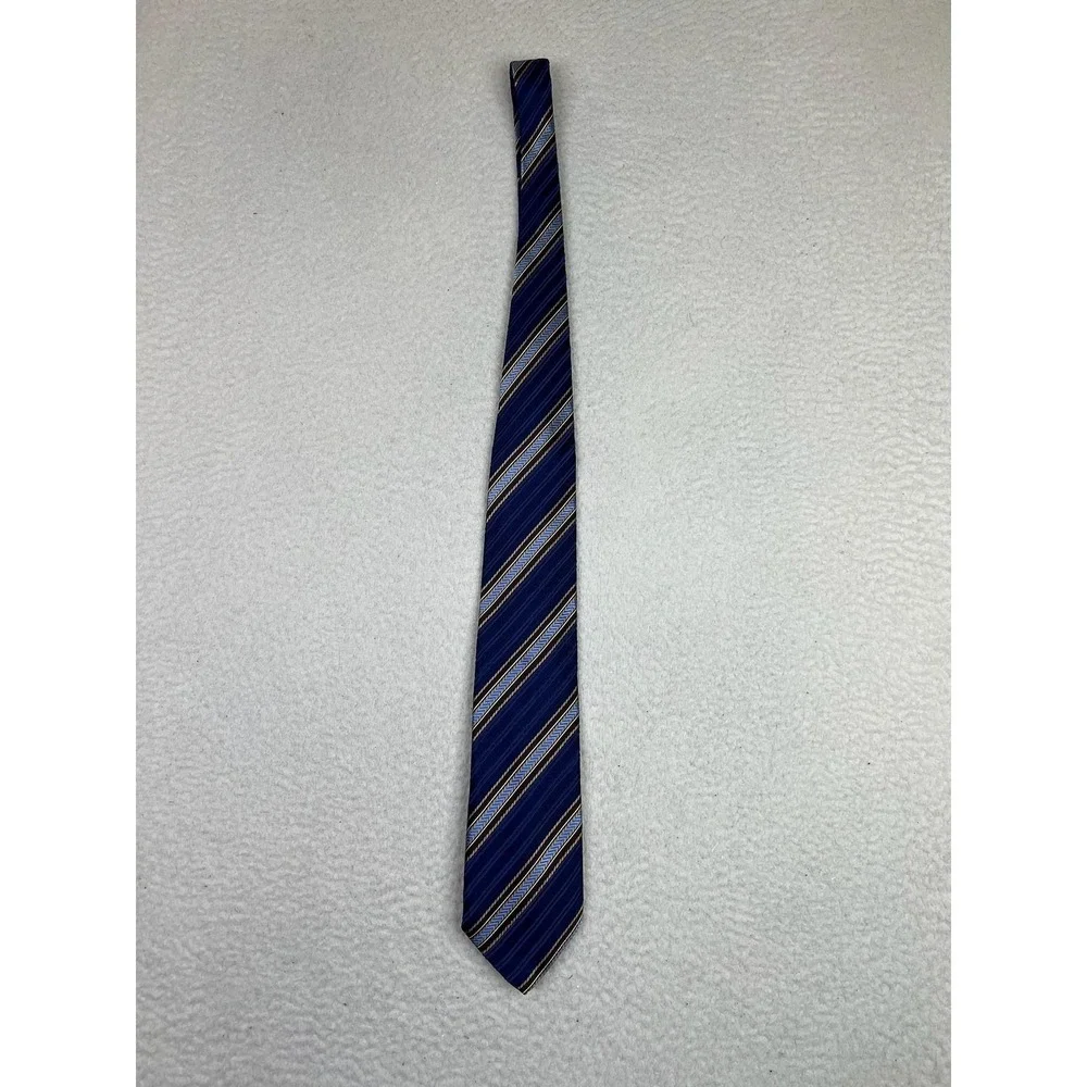 Canali Tie Mens One Size Blue Brown Striped 100% Silk Made In Italy Classic